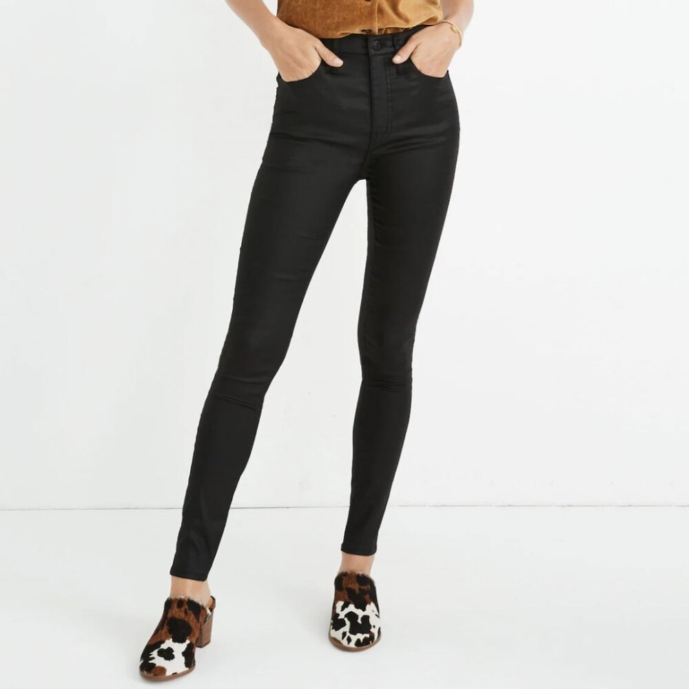 Madewell 10' High Rise Black Coated Skinny Jeans Size 26